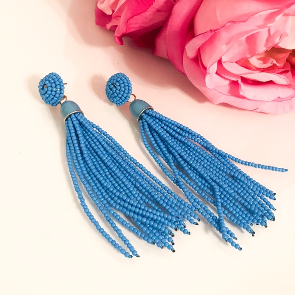 BaubleBar Blue Beaded Tassel Earrings - Picture 3 of 10
